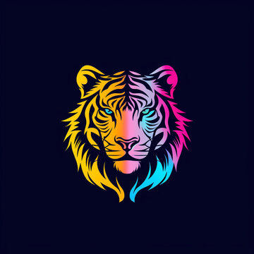 create a gaming logo of tiger, bold colors of cyan сreated with Generative Ai