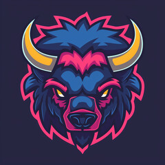 Angry Bison logo isolated сreated with Generative Ai - obrazy, fototapety, plakaty