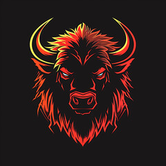 Angry Bison logo isolated сreated with Generative Ai - obrazy, fototapety, plakaty
