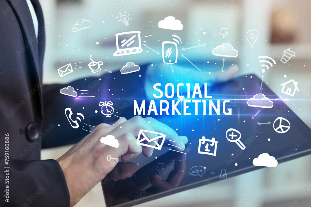 Poster Close-up Of A Person Using Social Networking