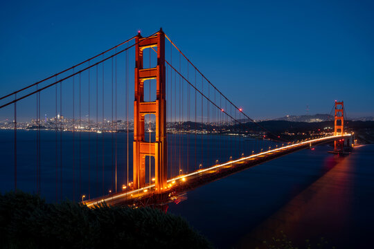 The Golden Gate Bridge in San Francisco at night