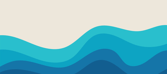 Fototapeta premium Sea waves layer vector background illustration. Sea beach vector illustration.