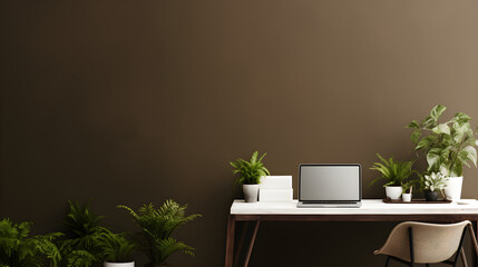 Minimalist Workstation Design Concept with Sustainable Materials and Emphasis on Greenery