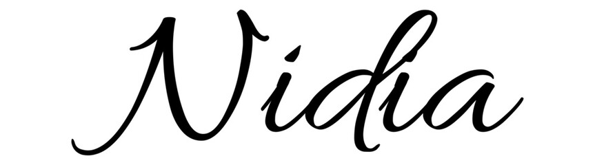 Nidia - black color - name written - ideal for websites,, presentations, greetings, banners, cards,, t-shirt, sweatshirt, prints, cricut, silhouette, sublimation	

