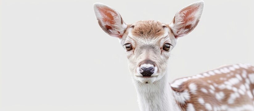 Cute female deer wildlife animal white background. AI generated image