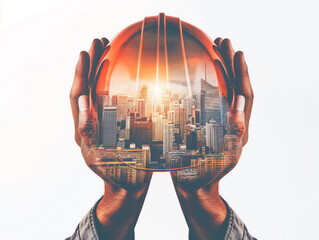 Hands cradle a crystal ball revealing a vivid reflection of a bustling cityscape, representing foresight and urban future