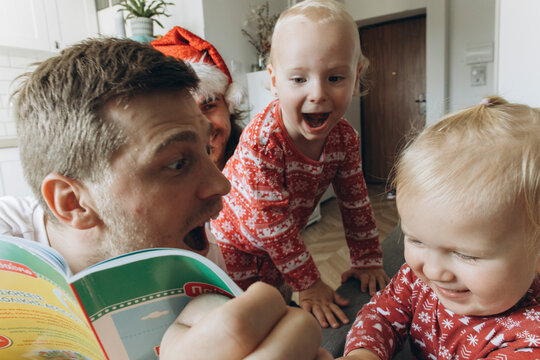 LGBT Family of four at Christmas time