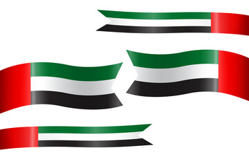 set of flag ribbon with colors of United Arab Emirates for independence day celebration decoration