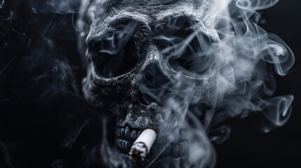 a skull smoking a cigarette