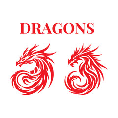 Vector dragon logo and tattoo art design 