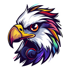Obraz premium Logo cartoon eagle gamer vector graphic сreated with Generative Ai