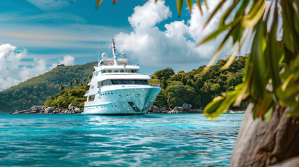 Luxury yacht sailing in beautiful sea. Summer holiday concept. 