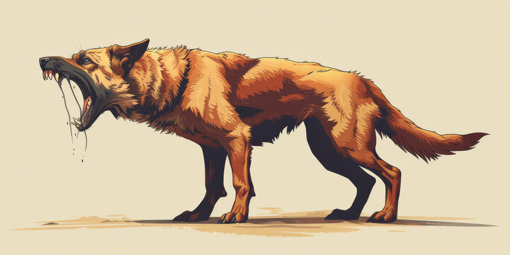 Illustration of an aggressive dog with rabies