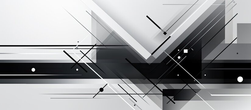 A monochrome abstract background featuring parallel geometric shapes and lines resembling a composite material roof. Inspired by engineering and electricity in a black and white palette