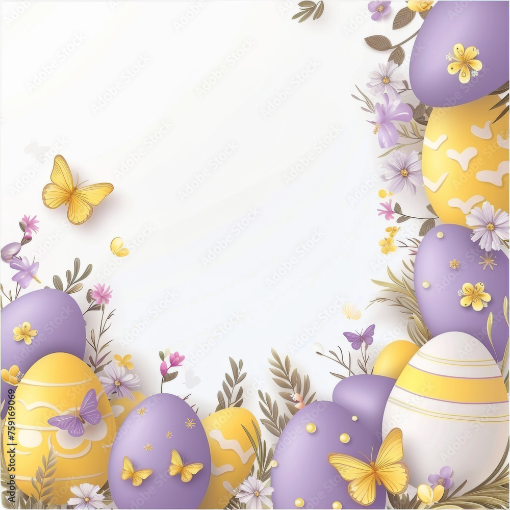 Canvas Prints easter card with eggs and flowers