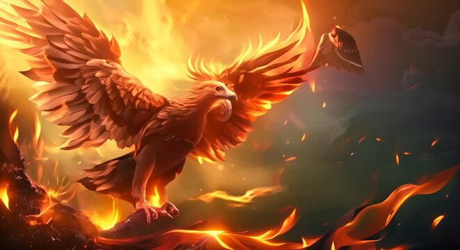 Investing growth, Depicted with a phoenix rising .