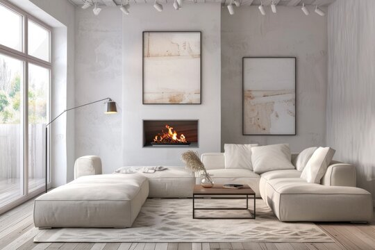 apartment with a white sofa