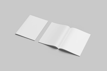 3d blank open and close A4 brochure in perspective view