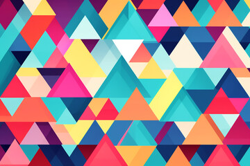 background with various geometric shapes like triangles, circles, and squares in vibrant colors. Geometric Shapes