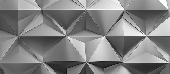 A detailed closeup of a monochrome geometric pattern of triangles, showcasing symmetry and creative...