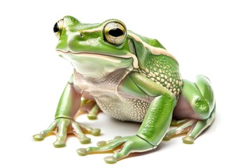 green tree frog isolated on white background with limbs
