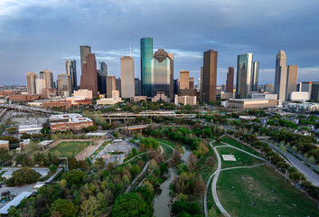 Naklejka na ściany i meble Houston downtown city cloudy day