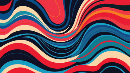 Vector Blue & Red Wave Abstract Wallpaper: Flat Design Background 