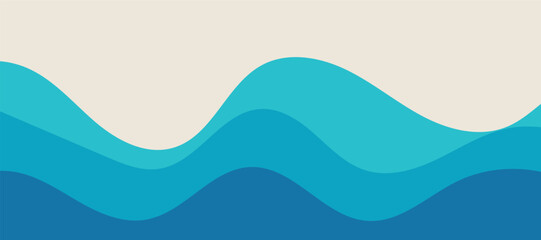 Sea waves layer vector background illustration. Sea beach vector illustration.