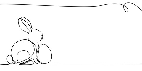 Zajączek wielkanocny rysowany jedną ciągłą linią. Sylwetka uroczego królika w prostym minimalistycznym stylu. Ilustracja wektorowa. - 759175217