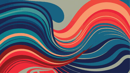 Vector Blue & Red Wave Abstract Wallpaper: Flat Design Background 