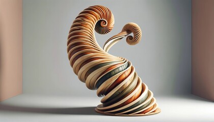 Sculptural Wooden Twirls and Whorls in Abstract Formation