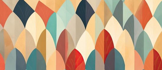 A visually captivating plantinspired art piece featuring a seamless pattern of colorful geometric shapes on a white background. The magenta petals add a vibrant touch to the overall painting