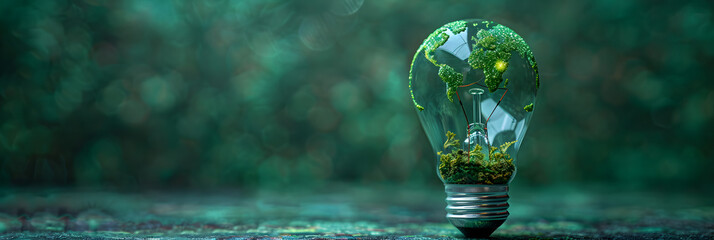 The green world map on the light bulb represents,
Glowing light bulb on green sprout background 3D rendering