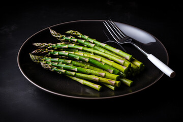A plate of asparagus generative AI