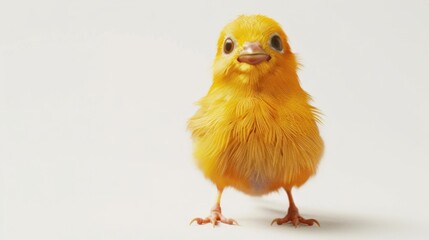 Yellow cute baby chicken on white background AI generated image