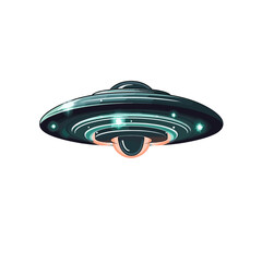 Gleitendes UFO mit leuchtenden Lichtern vektor isoliert transparent Hintergrund