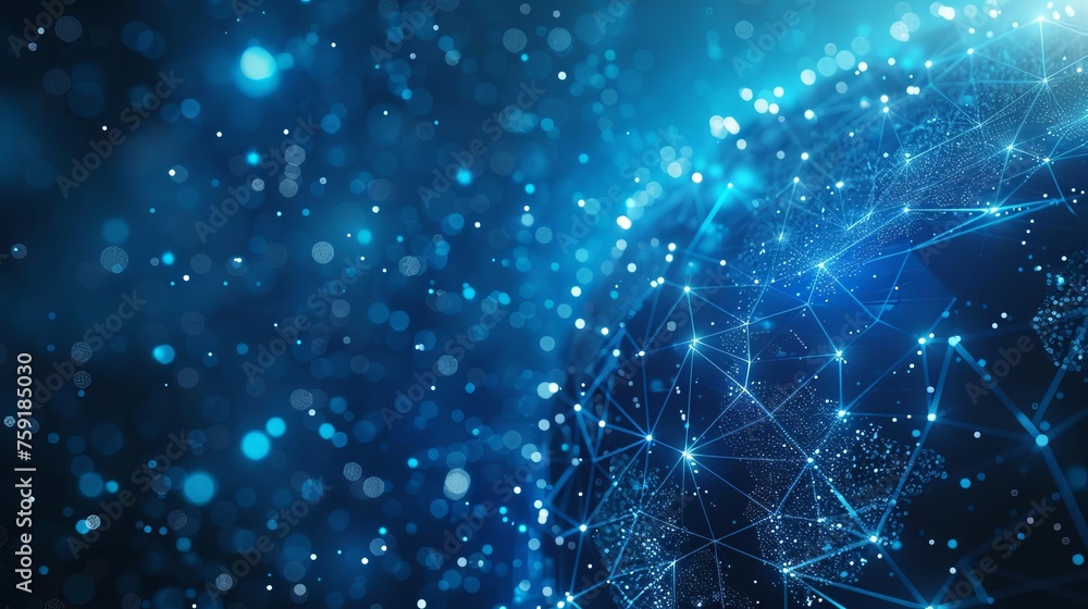 Poster abstract background with a blue globe and digital technology elements, representing global connectiv