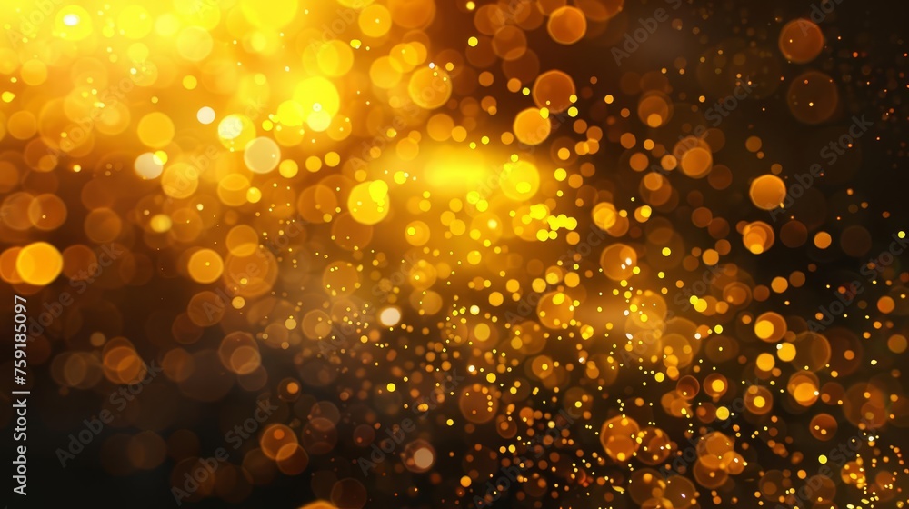 Poster abstract bokeh background, yellow glow particle effect