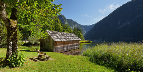Bootshaus, Toplitzsee, Salzkammergut, Steiermark, Österreich