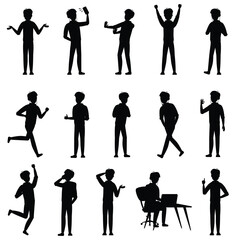 Set of People Silhouettes Isolated on White Background