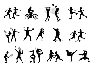 Set of People Silhouettes Isolated on White Background