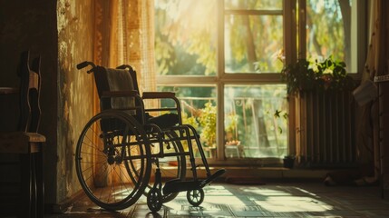 wheelchair on the background of the window