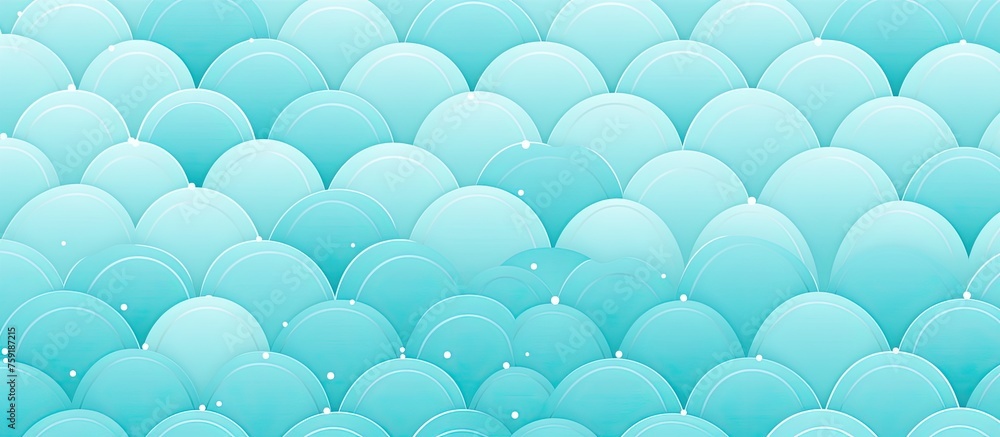 Poster A cluster of azure balloons arranged in a circular pattern on an electric blue background, resembling a gas planet in macro photography