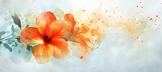 Spectacular spring and summer fresh flower painted with watercolors on a background of white paper, digital art 3d illustration