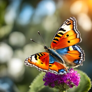 butterfly on a flower in sunlight