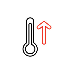 vector icon temperature increase,High temperature, on white background. icon isolated on white background, suitable for websites, blogs, logos, graphic design, social media, UI, mobile apps.