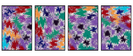 Set of 4 Abstract background in Ikat technique. For use on materials, in graphics.