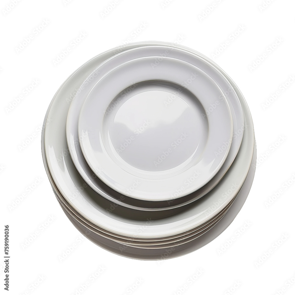 Wall mural empty plates isolated on white background