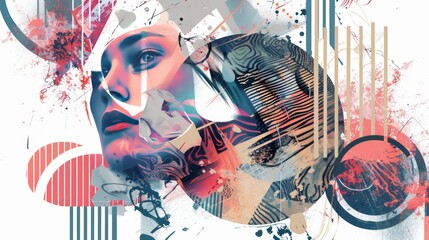 Retro Trendy Paper Collage: Generative AI Art on White Generative AI