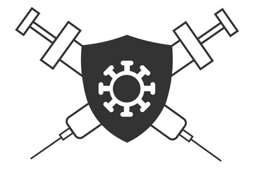 protection immune icon. Shield symbol virus immune system design vector ilustration.